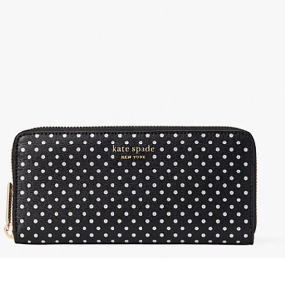 Kate Spade spencer metallic dot zip around continental wallet New - Picture 1 of 5